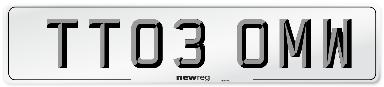 TT03 OMW Number Plate from New Reg